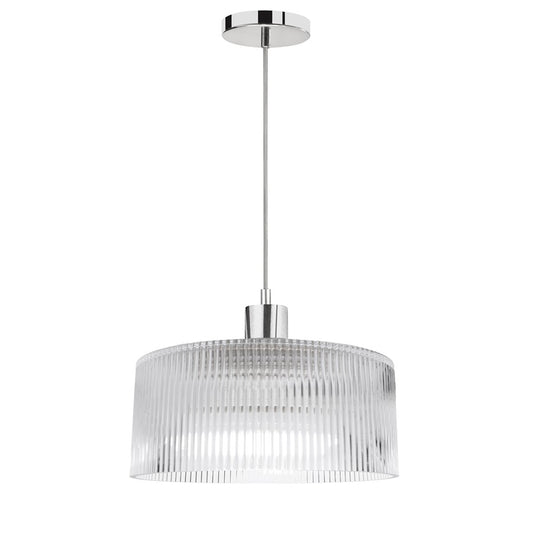 Dainolite Nadine 12in 1-Light Pendant | Transitional Polished Chrome and Clear Glass | Kitchen Island & Dining Room | Model NAD-123P-PC-FL