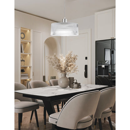 Dainolite Nadine 12in 1-Light Pendant | Transitional Polished Chrome and Clear Glass | Kitchen Island & Dining Room | Model NAD-123P-PC-FL