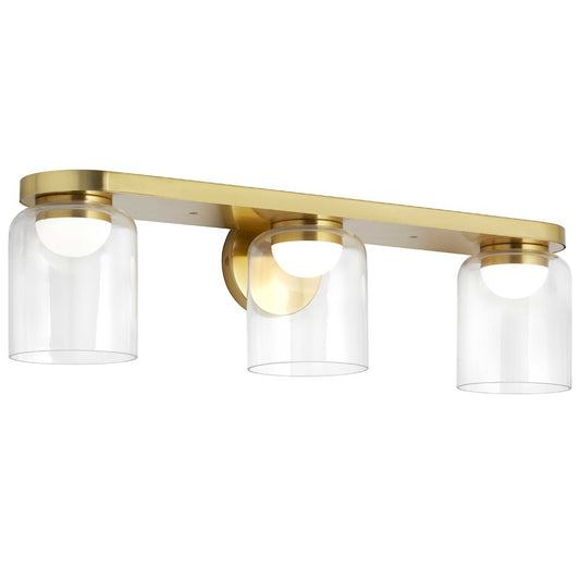Dainolite Nadine 24in 3-Light LED Vanity | Transitional Aged Brass and Clear Glass | Bathroom & Powder Room | 24 x 5 x 7 in | Model NAD-1930LEDW-AGB