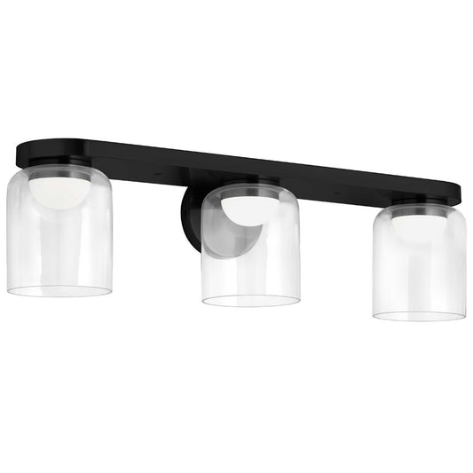 Dainolite Nadine 24in 3-Light LED Vanity | Transitional Matte Black and Clear Glass | Bathroom & Powder Room | 24 x 5 x 7 in | Model NAD-1930LEDW-MB