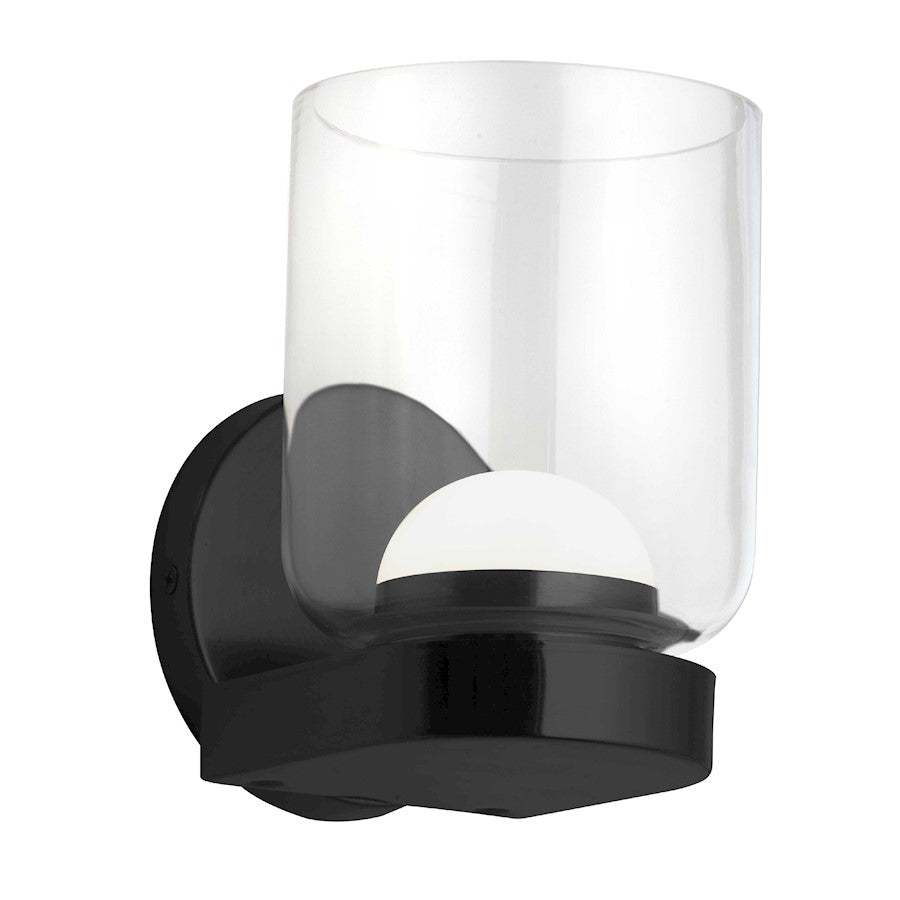 Dainolite Nadine 1-Light LED Wall Sconce | Transitional Matte Black and Clear Glass | Hallway & Bedroom Accent | Model NAD-510LEDW-MB