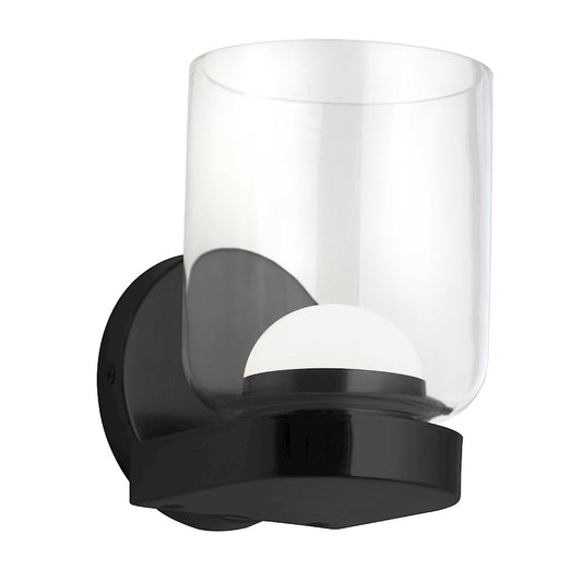 Dainolite Nadine 1-Light LED Wall Sconce | Transitional Matte Black and Clear Glass | Hallway & Bedroom Accent | Model NAD-510LEDW-MB