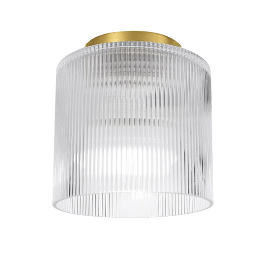 Dainolite Nadine 7in 1-Light Flush Mount | Transitional Aged Brass and Clear Glass | Hallway & Bedroom | 7 x 7 x 7.25 in | Model NAD-71FH-AGB-FL