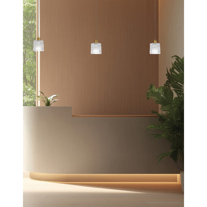 Dainolite Nadine 7in 1-Light Pendant | Transitional Aged Brass and Clear Glass Drum | Dining Room & Powder Room | Model NAD-71P-AGB-FL