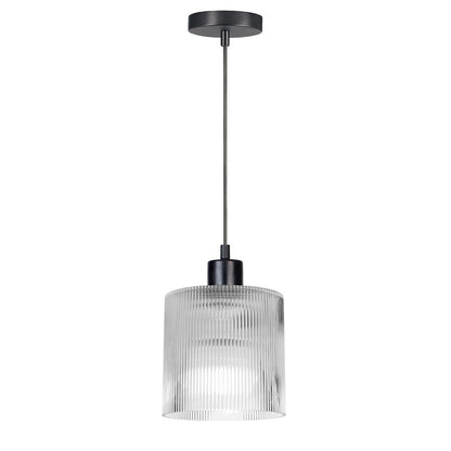 Dainolite Nadine 7in 1-Light Pendant | Transitional Matte Black and Clear Glass | Kitchen Island & Dining Room | 7 x 7 x 7 in | Model NAD-71P-MB-FL