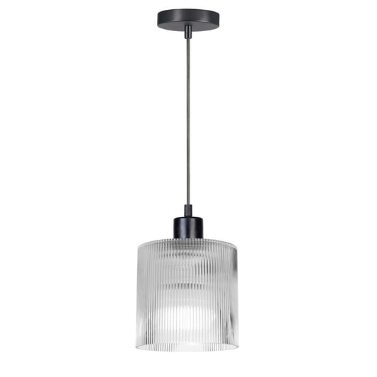 Dainolite Nadine 7in 1-Light Pendant | Transitional Matte Black and Clear Glass | Kitchen Island & Dining Room | 7 x 7 x 7 in | Model NAD-71P-MB-FL