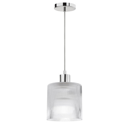 Dainolite Nadine 7in 1-Light Pendant | Transitional Polished Chrome and Clear Glass | Kitchen Island & Dining Room | Model NAD-71P-PC-FL