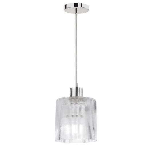 Dainolite Nadine 7in 1-Light Pendant | Transitional Polished Chrome and Clear Glass | Kitchen Island & Dining Room | Model NAD-71P-PC-FL