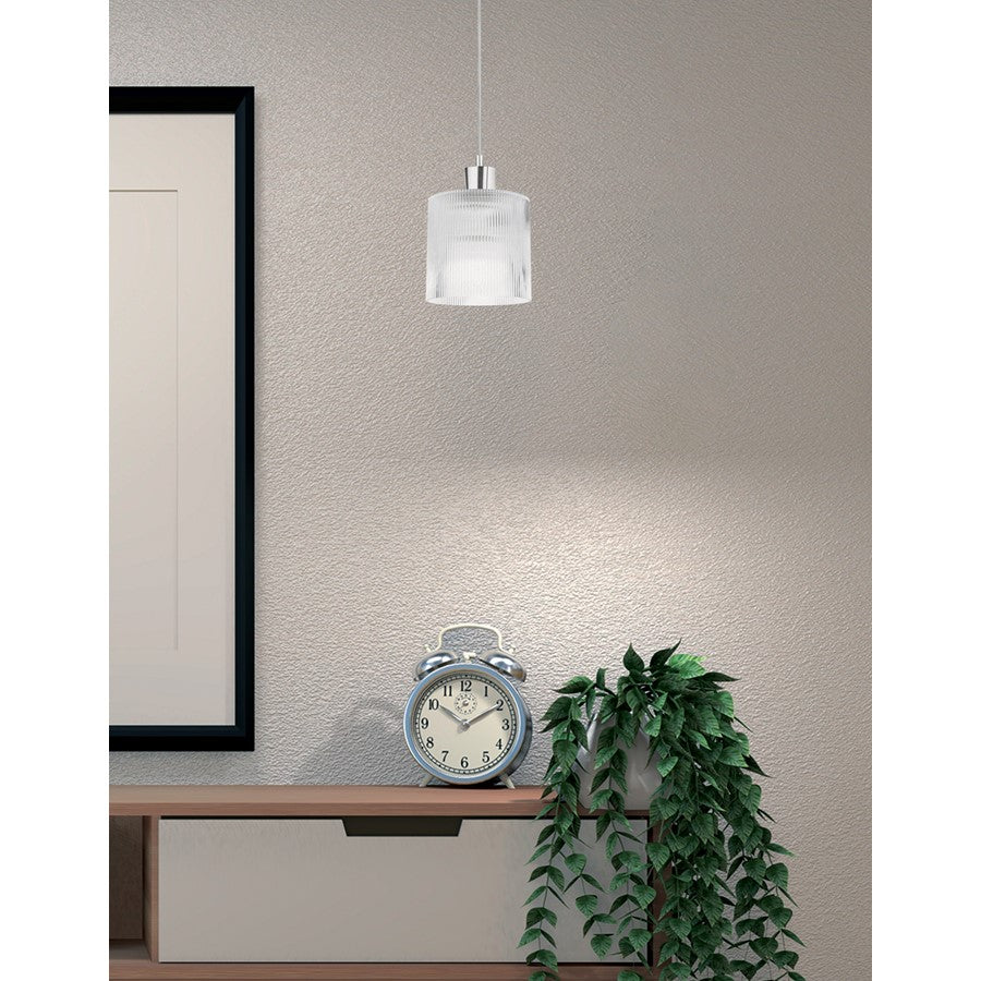 Dainolite Nadine 7in 1-Light Pendant | Transitional Polished Chrome and Clear Glass | Kitchen Island & Dining Room | Model NAD-71P-PC-FL