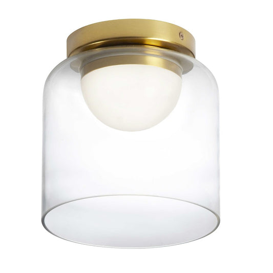 Dainolite Nadine 7in 1-Light LED Flush Mount | Transitional Aged Brass and Clear Glass | Bedroom & Hallway | 7 x 7 x 7 in | Model NAD-810LEDFH-AGB