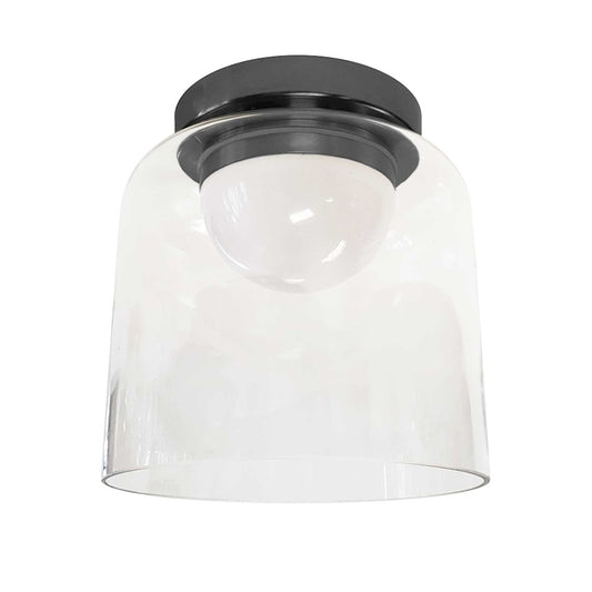 Dainolite Nadine 7in 1-Light LED Flush Mount | Transitional Matte Black and Clear Glass | Bedroom & Hallway | 7 x 7 x 7 in | Model NAD-810LEDFH-MB