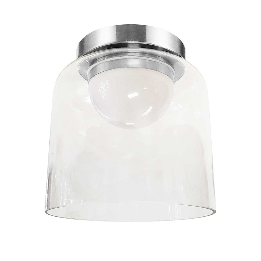 Dainolite Nadine 7in 1-Light LED Flush Mount | Transitional Polished Chrome and Clear Glass | Bedroom & Hallway | 7 x 7 x 7 in | Model NAD-810LEDFH-PC
