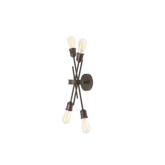 Dainolite Nebraska 11in 4-Light Wall Sconce | Transitional Espresso Painted Steel | Hallway & Bathroom Accent | 11 x 6 x 19 in | Model NEB-194W-ES