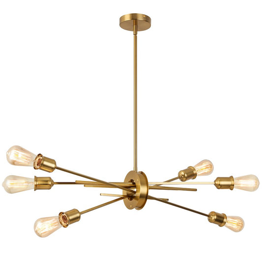 Dainolite Nebraska 32in 6-Light Pendant | Transitional Aged Brass Metal | Kitchen Island & Dining Room | 32 x 16 x 16 in | Model NEB-326HP-AGB
