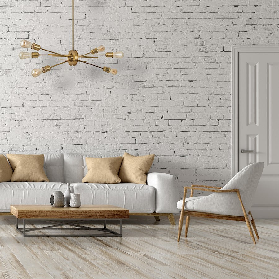 Dainolite Nebraska 32in 6-Light Pendant | Transitional Aged Brass Metal | Kitchen Island & Dining Room | 32 x 16 x 16 in | Model NEB-326HP-AGB