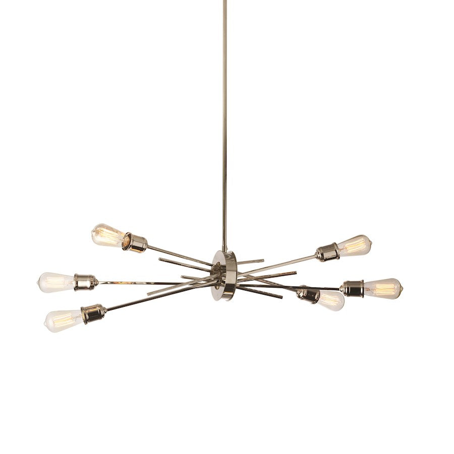 Dainolite Nebraska 32in 6-Light Pendant | Industrial Burnished Chrome Steel | Kitchen Island & Dining Room | 16 x 32 x 16 in | Model NEB-326HP-BC