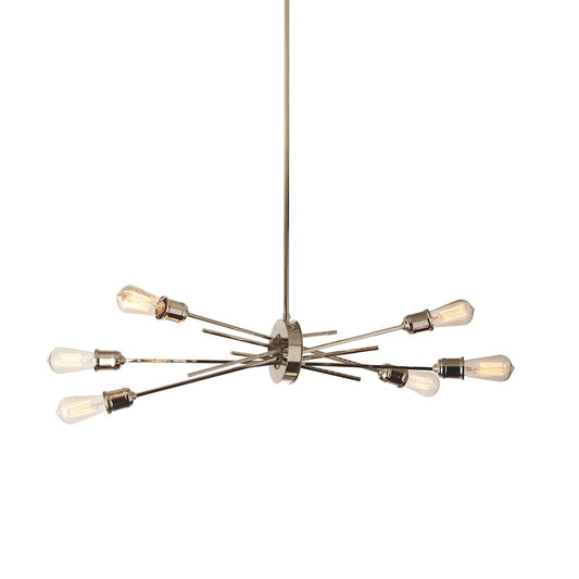 Dainolite Nebraska 32in 6-Light Pendant | Industrial Burnished Chrome Steel | Kitchen Island & Dining Room | 16 x 32 x 16 in | Model NEB-326HP-BC