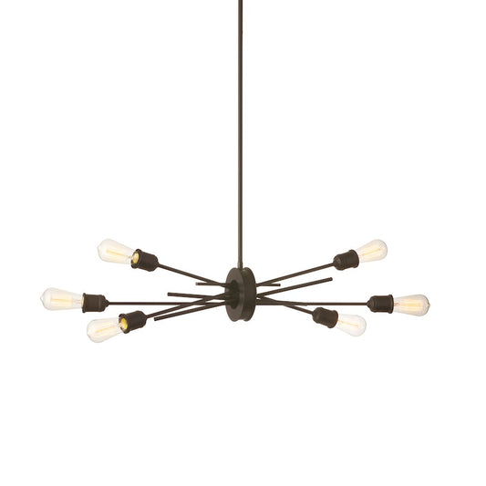Dainolite Nebraska 32in 6-Light Pendant | Industrial Espresso Painted Steel | Kitchen Island & Dining Room | 16 x 32 x 16 in | Model NEB-326HP-ES