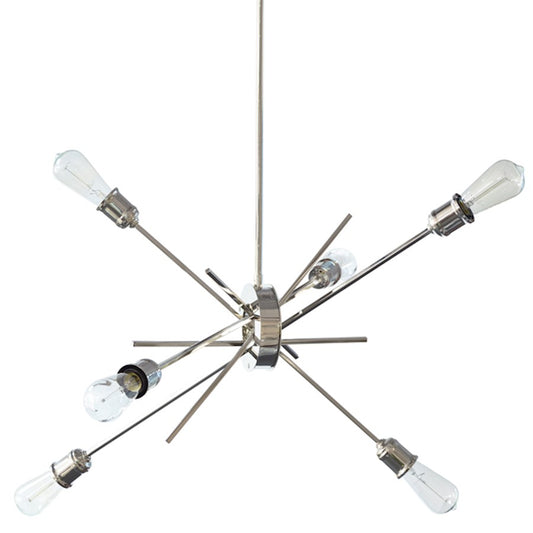 Dainolite Nebraska 32in 6-Light Pendant | Contemporary Polished Chrome Steel | Dining Room & Living Room | 32 x 8 x 32 in | Model NEB-336P-BC