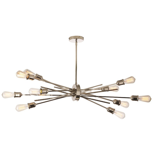 Dainolite Nebraska 39in 10-Light Pendant | Industrial Burnished Chrome Steel | Kitchen Island & Dining Room | 17 x 39 x 17 in | Model NEB-3910HP-BC