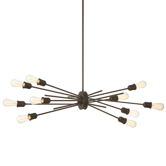 Dainolite Nebraska 39in 10-Light Pendant | Industrial Espresso Painted Steel | Kitchen Island & Dining Room | 17 x 39 x 17 in | Model NEB-3910HP-ES