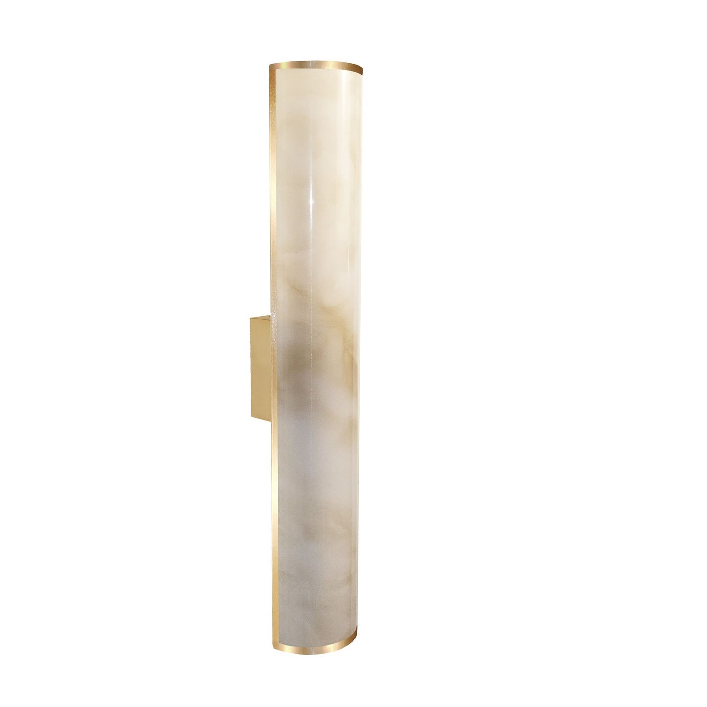 Dainolite Nena 26in 1-Light LED Wall Sconce | Transitional Aged Brass Metal and Faux Alabaster Styrene Shade | Hallway & | Model NNA-2619LEDW-AGB-ALB