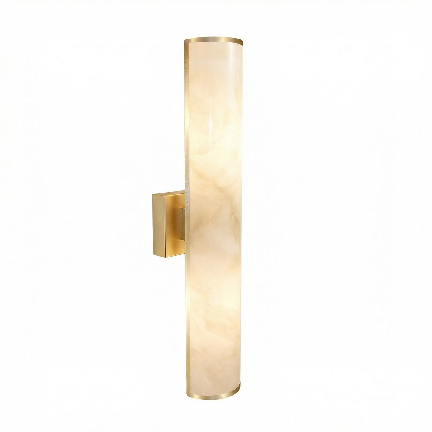 Dainolite Nena 26in 1-Light LED Wall Sconce | Transitional Aged Brass Metal and Faux Alabaster Styrene Shade | Hallway & | Model NNA-2619LEDW-AGB-ALB