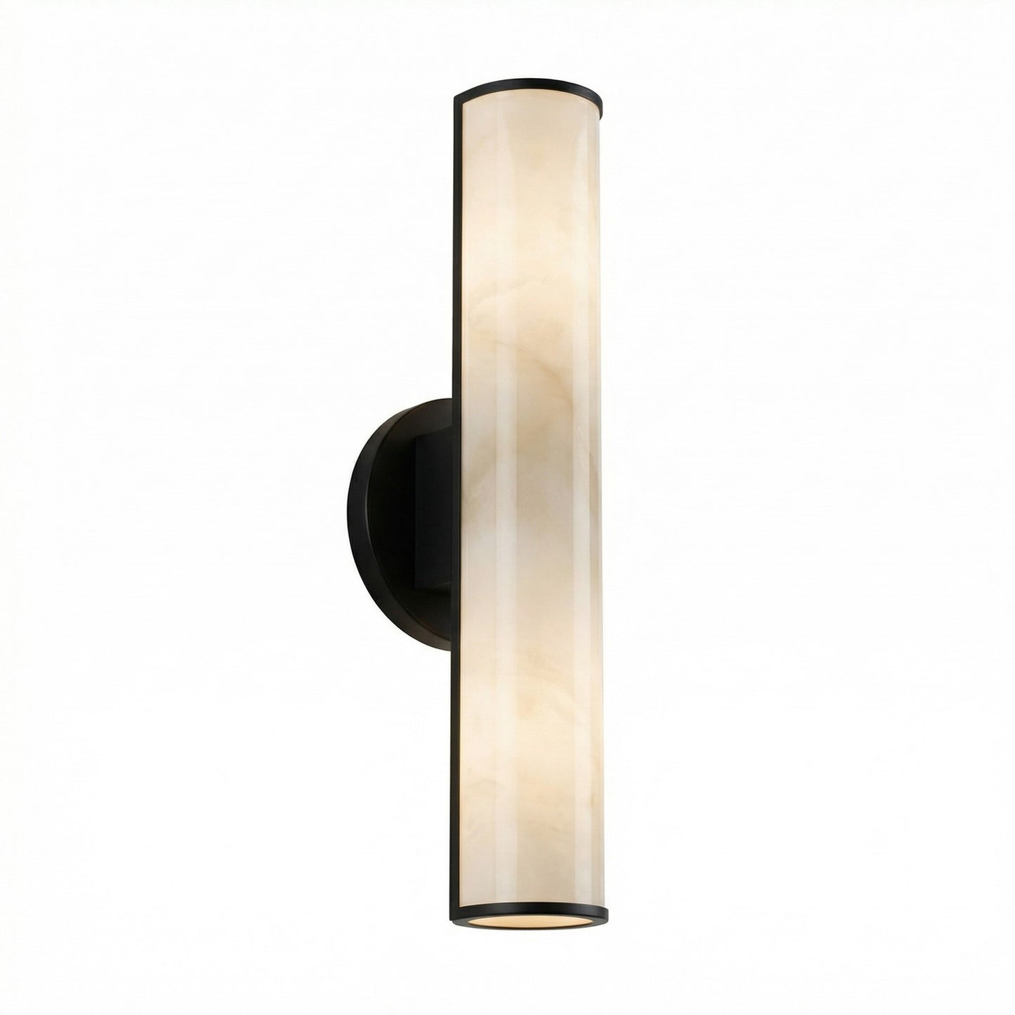 Dainolite Nena 26in 1-Light LED Wall Sconce | Transitional Matte Black Metal and Faux Alabaster Styrene | Hallway & Bathroom | Model NNA-2619LEDW-MB-ALB