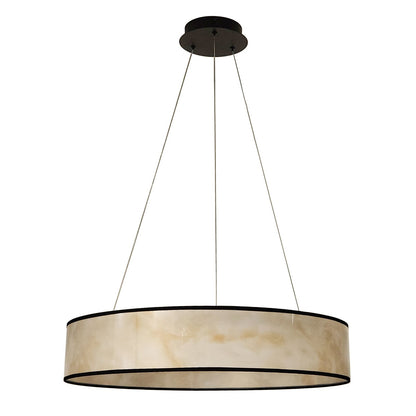 Dainolite Nena 26in 1-Light LED Drum Pendant | Transitional Matte Black Metal and Faux Alabaster Styrene | Kitchen Island & | Model NNA-2634LEDP-MB-ALB