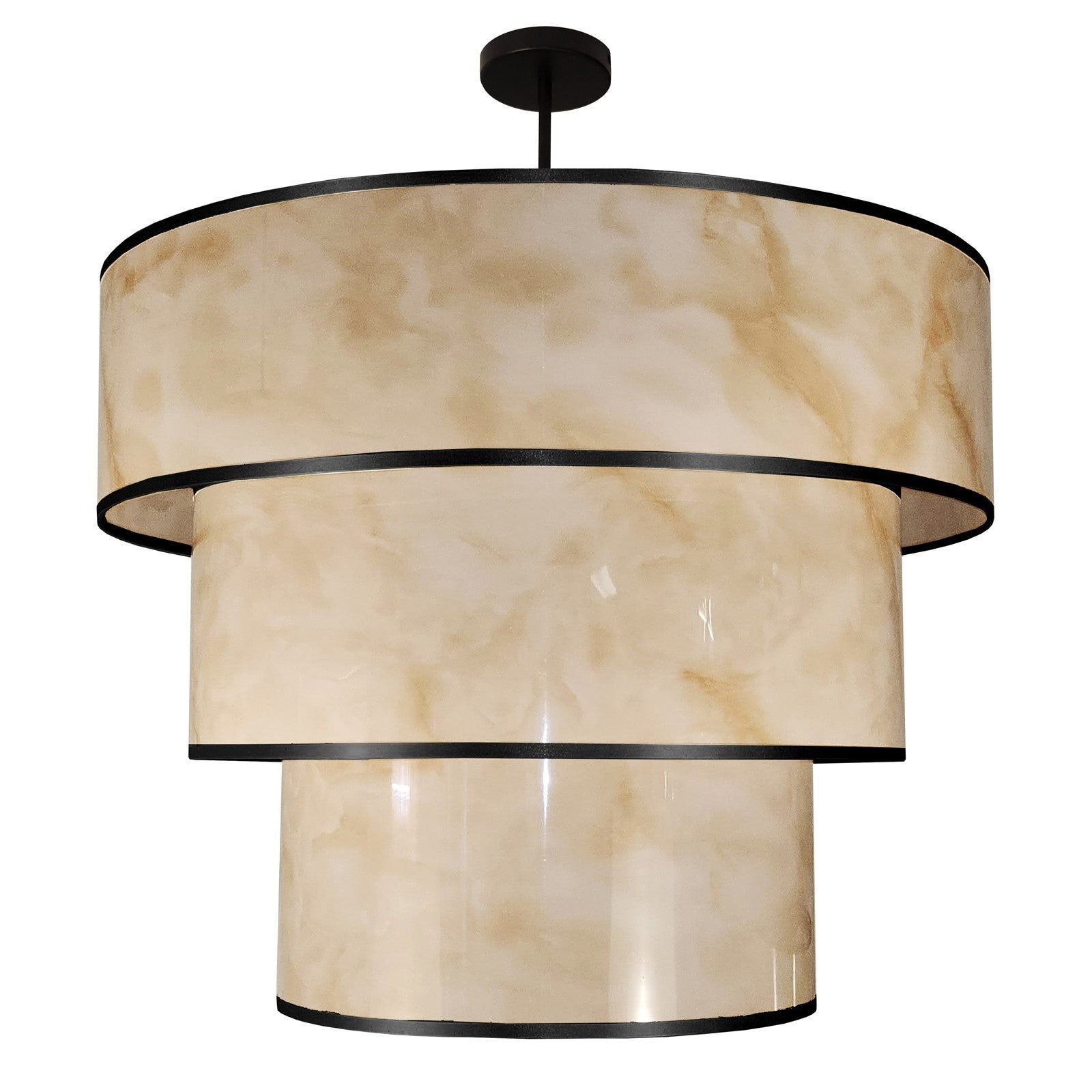 Dainolite Nena 30in 9-Light Tiered Pendant | Transitional Matte Black Metal and Faux Alabaster Styrene | Kitchen Island & Dining | Model NNA-309P-MB-ALB