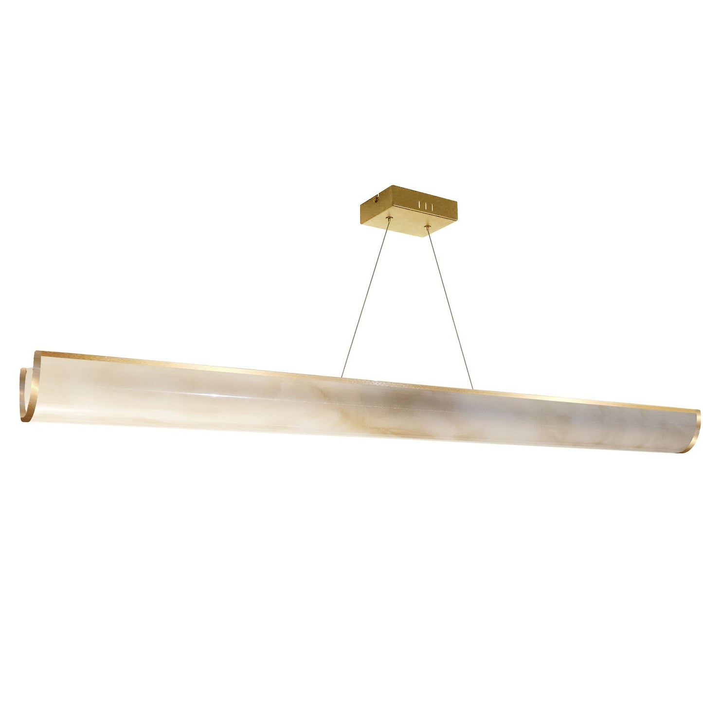 Dainolite Nena 52in 1-Light LED Horizontal Pendant | Transitional Aged Brass Metal and Faux Alabaster Styrene | Kitchen | Model NNA-5130LEDHP-AGB-AL