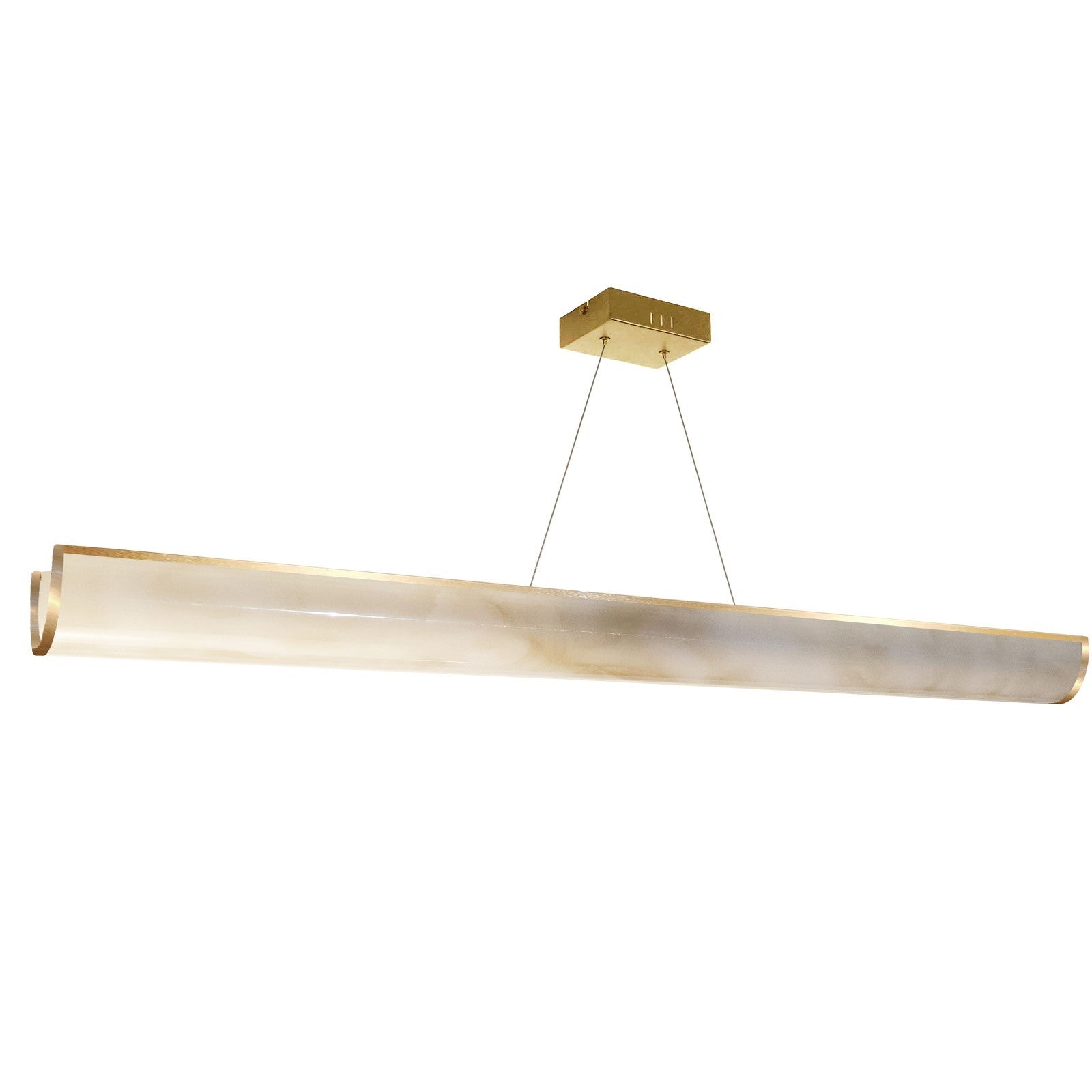 Dainolite Nena 52in 1-Light LED Horizontal Pendant | Transitional Aged Brass Metal and Faux Alabaster Styrene | Kitchen | Model NNA-5130LEDHP-AGB-AL