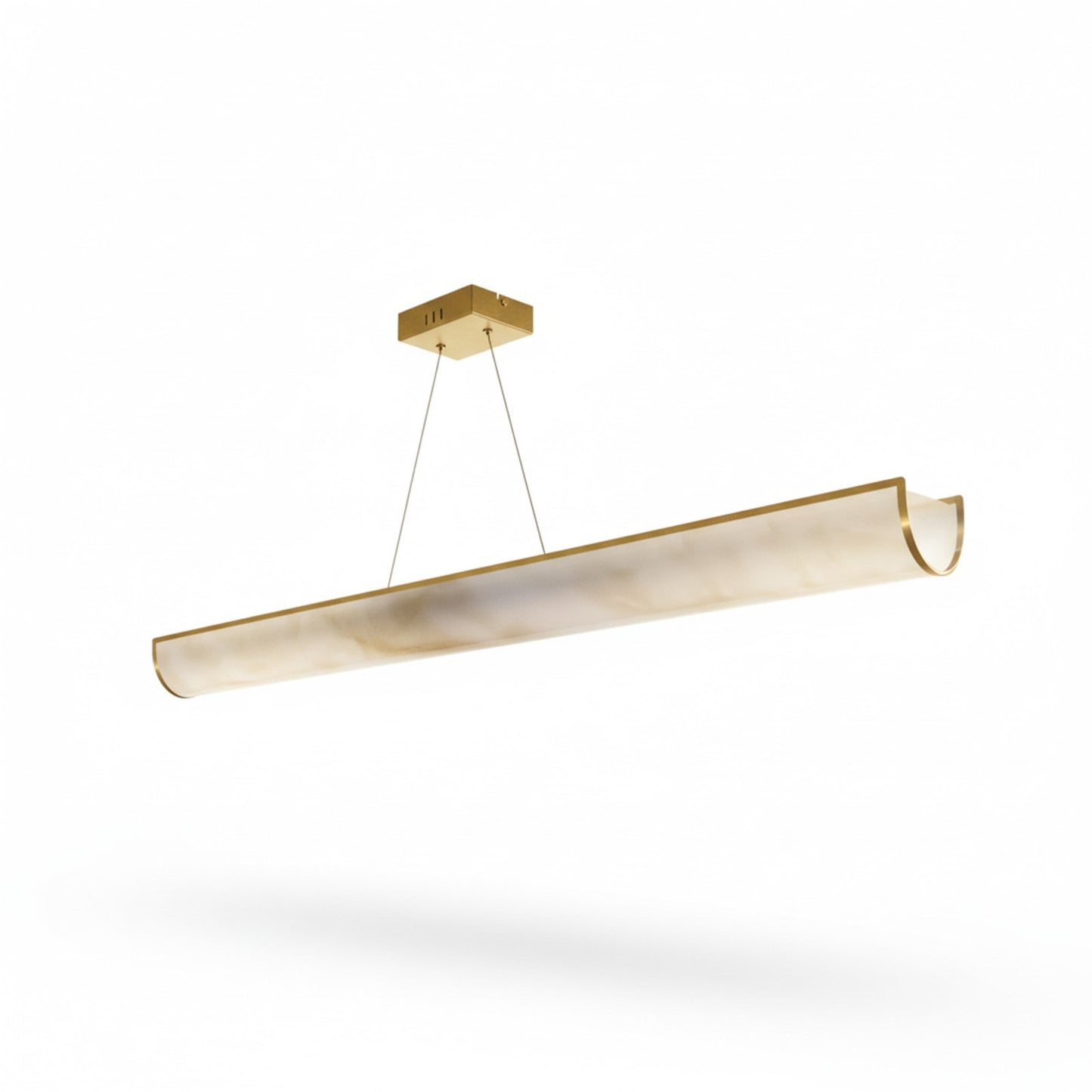 Dainolite Nena 52in 1-Light LED Horizontal Pendant | Transitional Aged Brass Metal and Faux Alabaster Styrene | Kitchen | Model NNA-5130LEDHP-AGB-AL