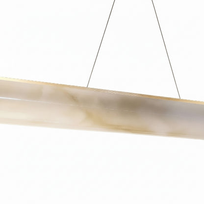 Dainolite Nena 52in 1-Light LED Horizontal Pendant | Transitional Aged Brass Metal and Faux Alabaster Styrene | Kitchen | Model NNA-5130LEDHP-AGB-AL