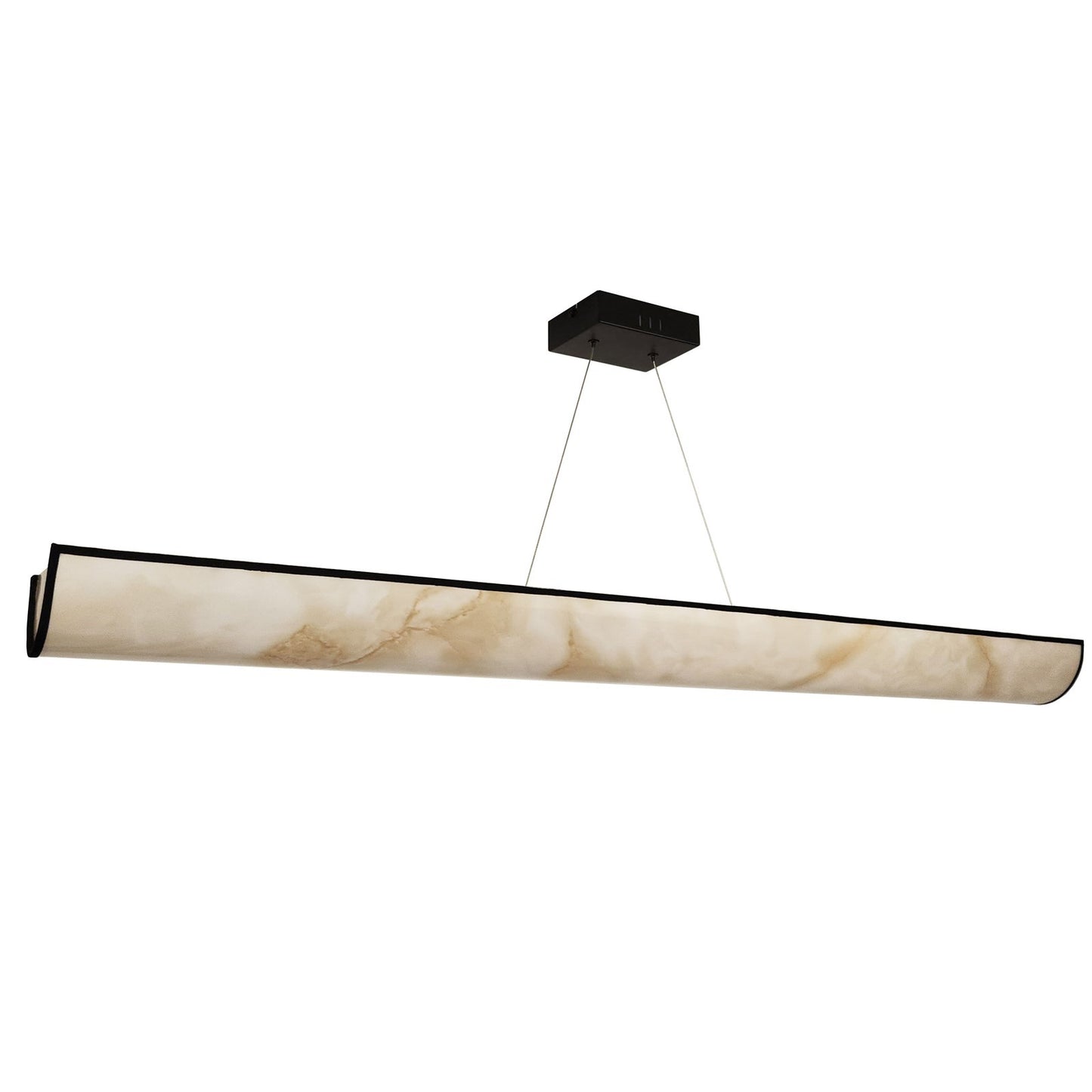 Dainolite Nena 52in 1-Light LED Horizontal Pendant | Transitional Matte Black Metal and Faux Alabaster Styrene | Kitchen | Model NNA-5130LEDHP-MB-ALB