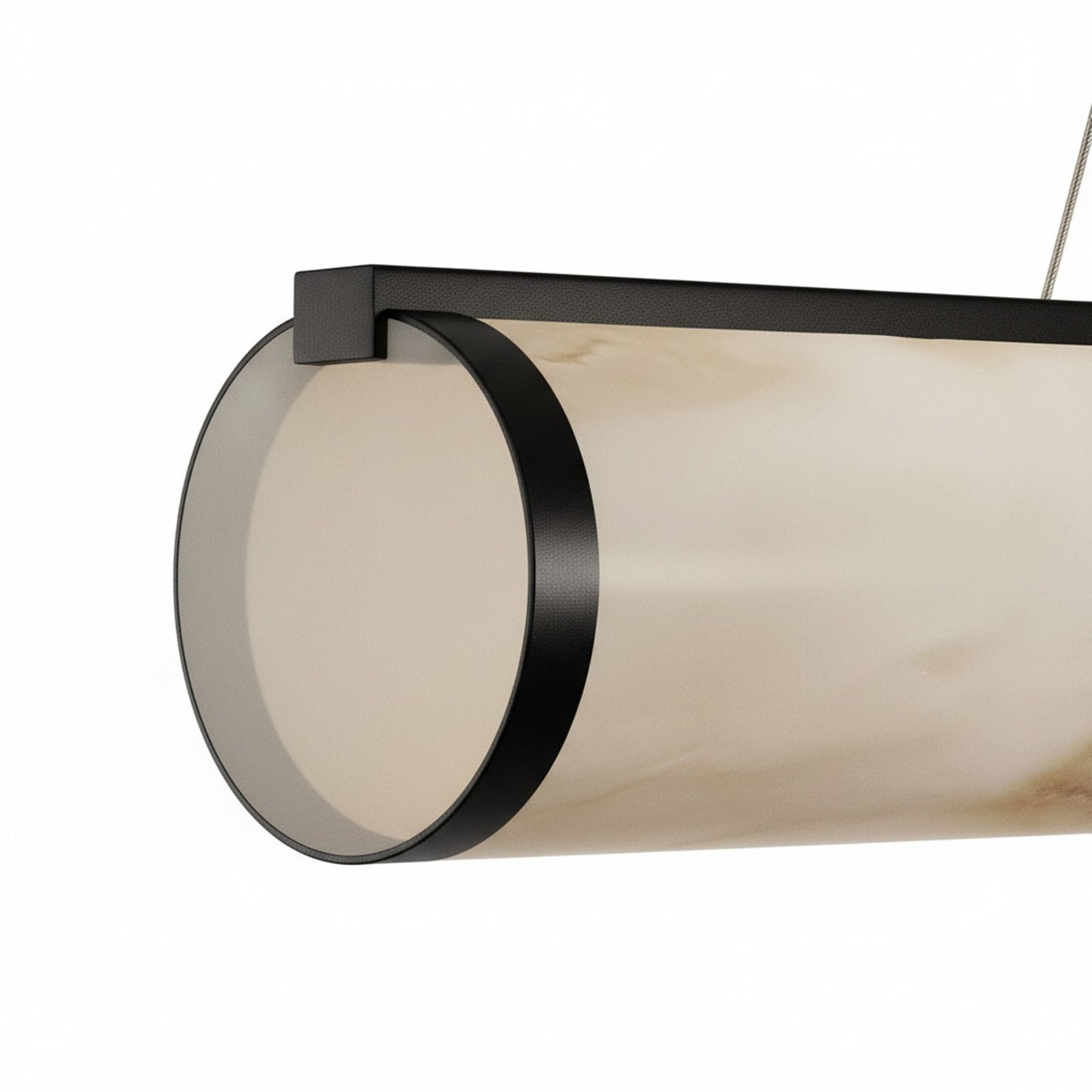Dainolite Nena 52in 1-Light LED Horizontal Pendant | Transitional Matte Black Metal and Faux Alabaster Styrene | Kitchen | Model NNA-5130LEDHP-MB-ALB