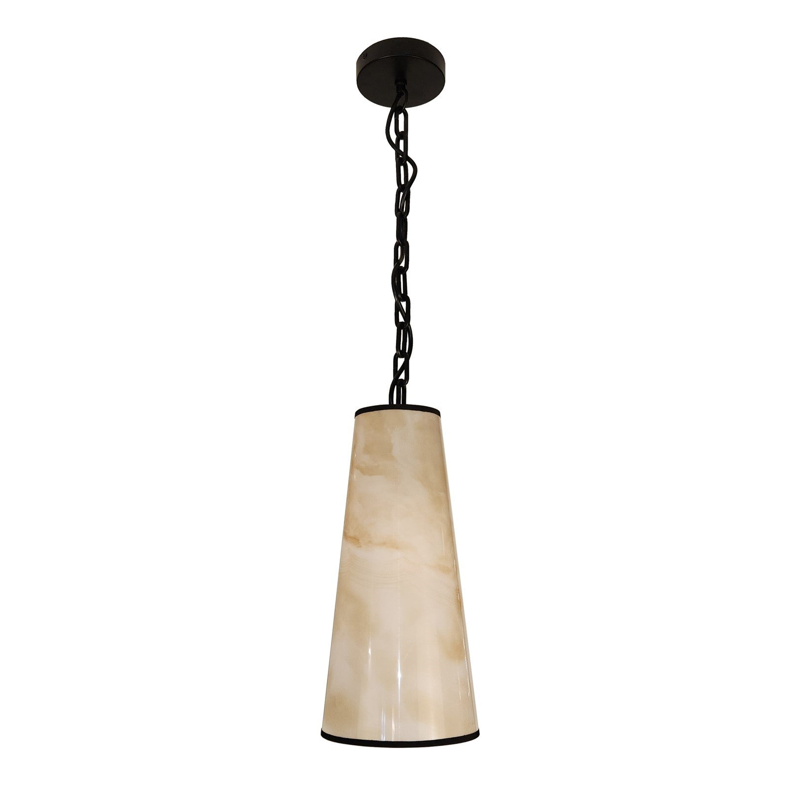 Dainolite Nena 7in 1-Light Pendant | Transitional Matte Black Metal and Faux Alabaster Styrene | Kitchen Island & Bathroom | 7 x 7 | Model NNA-71P-MB-ALB