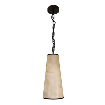 Dainolite Nena 7in 1-Light Pendant | Transitional Matte Black Metal and Faux Alabaster Styrene | Kitchen Island & Bathroom | 7 x 7 | Model NNA-71P-MB-ALB