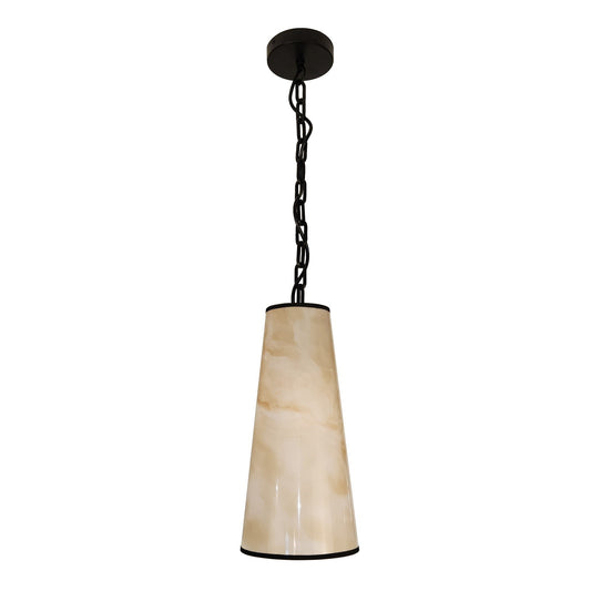 Dainolite Nena 7in 1-Light Pendant | Transitional Matte Black Metal and Faux Alabaster Styrene | Kitchen Island & Bathroom | 7 x 7 | Model NNA-71P-MB-ALB