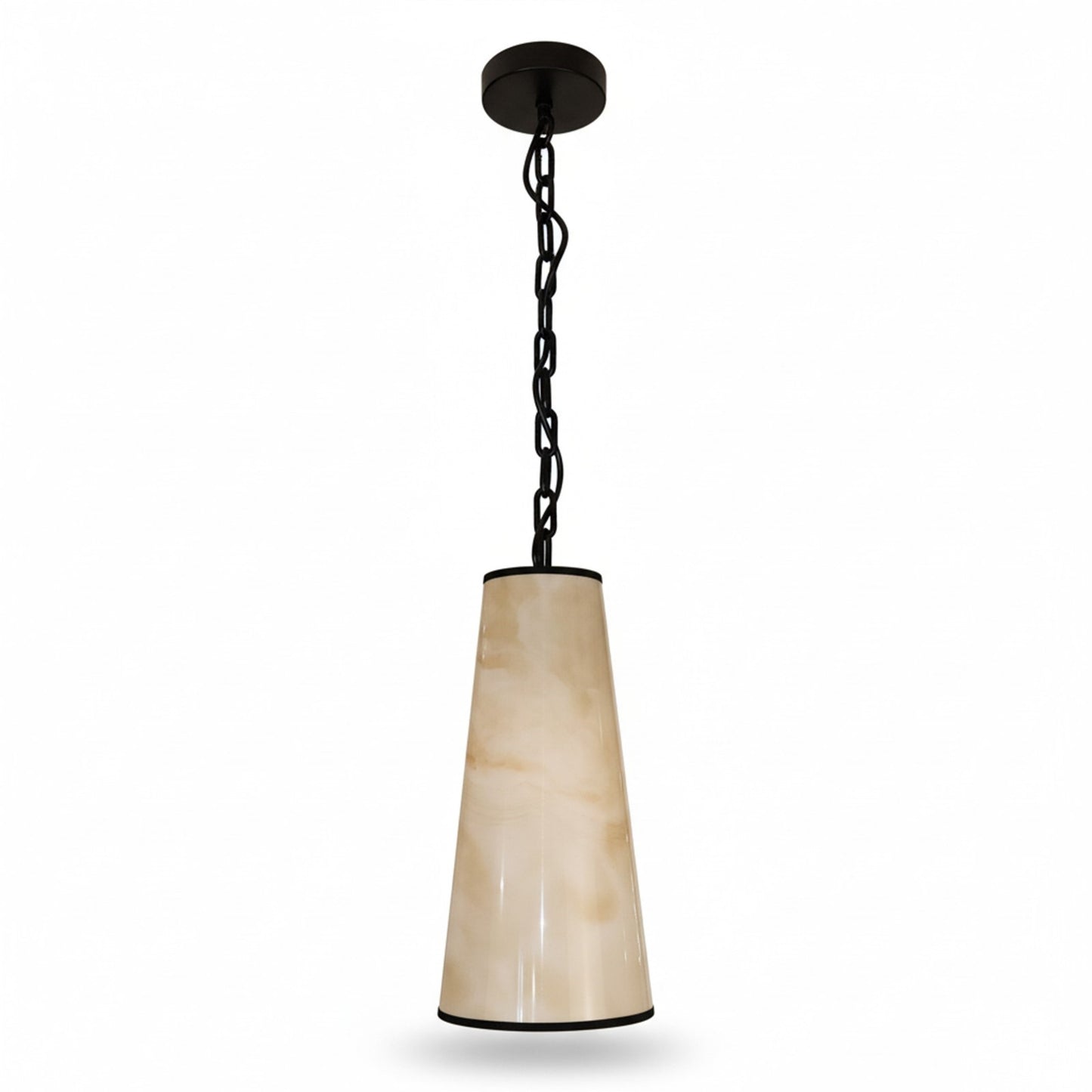 Dainolite Nena 7in 1-Light Pendant | Transitional Matte Black Metal and Faux Alabaster Styrene | Kitchen Island & Bathroom | 7 x 7 | Model NNA-71P-MB-ALB