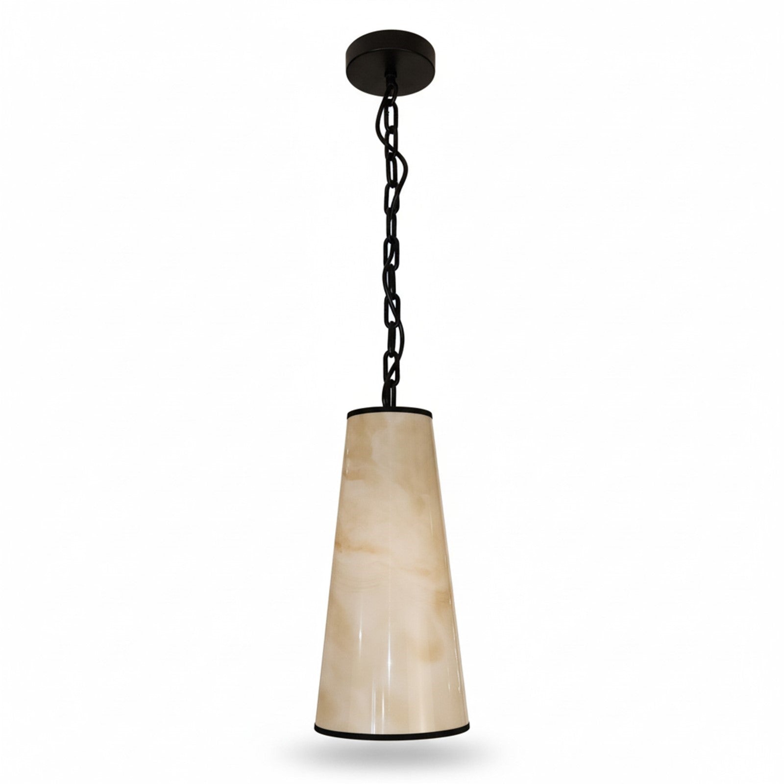 Dainolite Nena 7in 1-Light Pendant | Transitional Matte Black Metal and Faux Alabaster Styrene | Kitchen Island & Bathroom | 7 x 7 | Model NNA-71P-MB-ALB