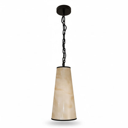 Dainolite Nena 7in 1-Light Pendant | Transitional Matte Black Metal and Faux Alabaster Styrene | Kitchen Island & Bathroom | 7 x 7 | Model NNA-71P-MB-ALB