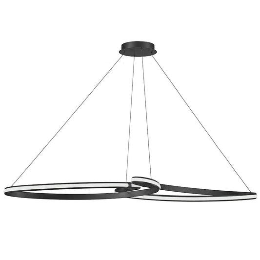Dainolite Nola 60in 1-Light Pendant | Transitional Matte Black and White Silicone | Kitchen Island & Dining Room | Model NOL-6066LEDHP-MB
