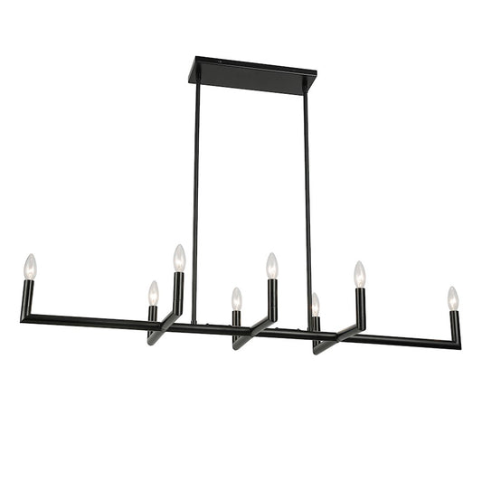 Dainolite Nora 47in 8-Light Chandelier | Contemporary Matte Black Metal | Dining Room & Living Room | 47 x 15 x 4 in | Model NOR-478HC-MB