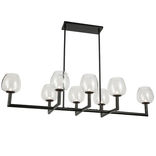 Dainolite Nora 51in 8-Light Chandelier | Contemporary Matte Black and Clear Glass | Dining Room & Living Room | Model NOR-478HC-MB-CLR