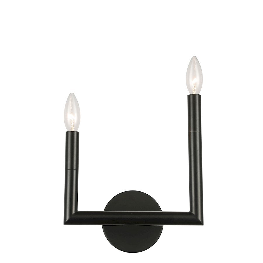 Dainolite Nora 2-Light Right Wall Sconce | Contemporary Matte Black Metal | Hallway & Entryway Accent | 11.25in H | Model NOR-R-112W-MB