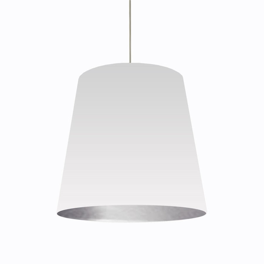 Dainolite Oversized Drum 26in 1-Light Pendant | Modern White on Silver Fabric and Polished Chrome | Living Room & Dining Room | Model OD-L-691