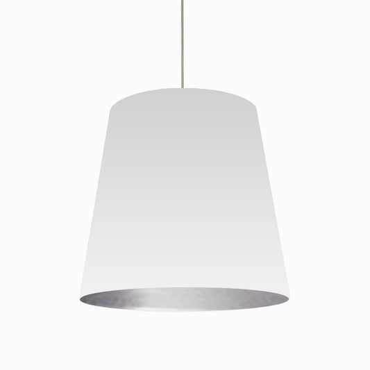 Dainolite Oversized Drum 26in 1-Light Pendant | Modern White on Silver Fabric and Polished Chrome | Living Room & Dining Room | Model OD-L-691