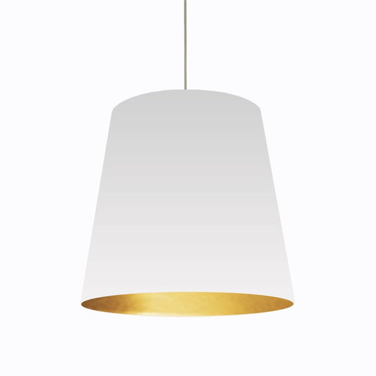 Dainolite Oversized Drum 26in 1-Light Pendant | Modern White on Gold Fabric and Polished Chrome | Living Room & Dining Room | Model OD-L-692