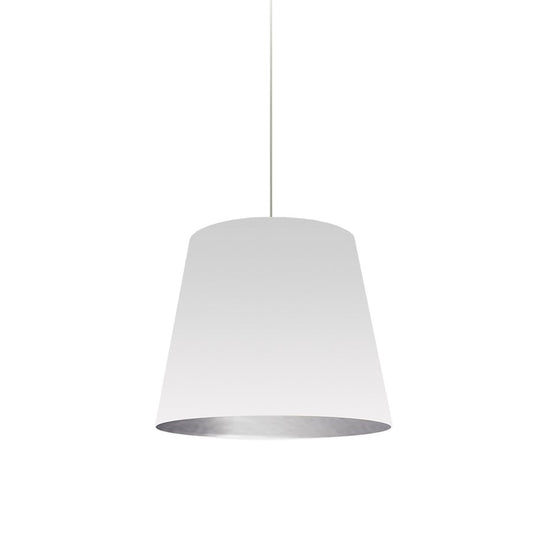 Dainolite Tapered Drum 14in 1-Light Pendant | White Silver Fabric and Polished Chrome | Kitchen Island & Dining Room | Model OD-S-691